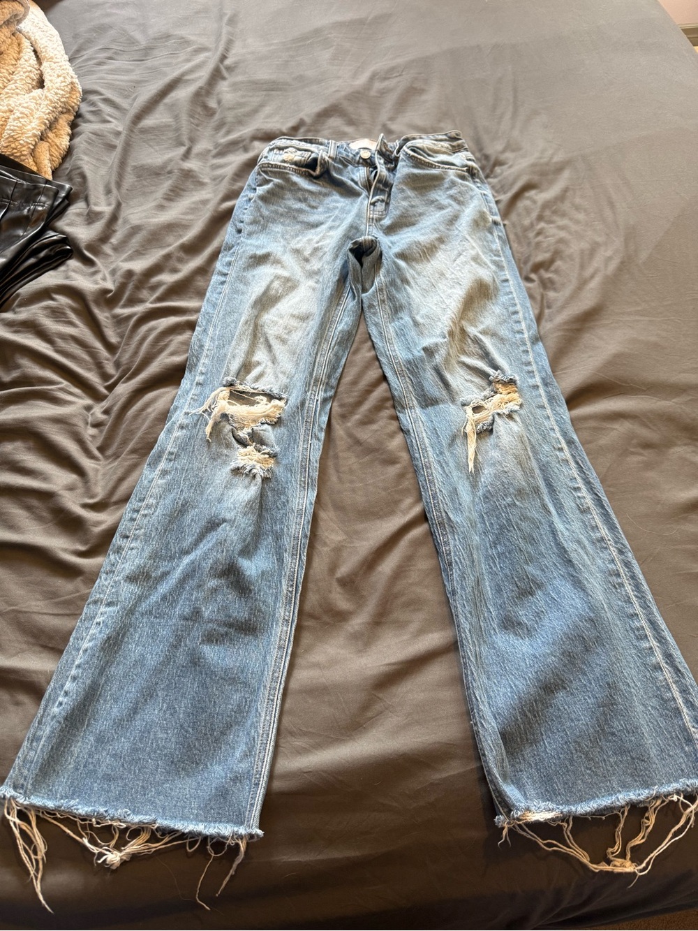 Light Blue Vervet Distressed Flare Jeans for Women